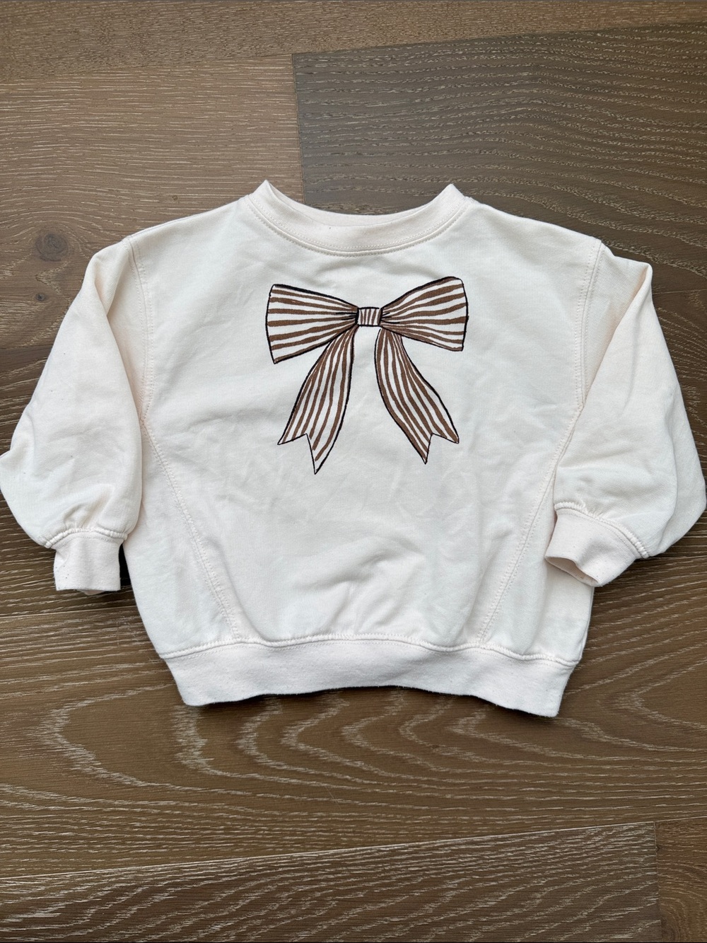 Rylee + Cru Cream Sweatshirt with Brown Striped Bow